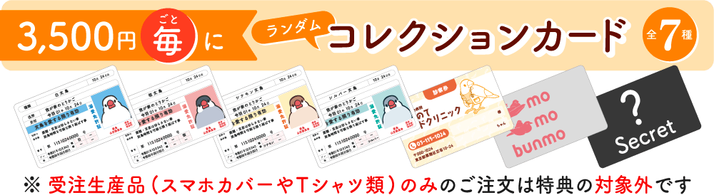 購入者特典 3500円毎にコレクションカードプレゼント
