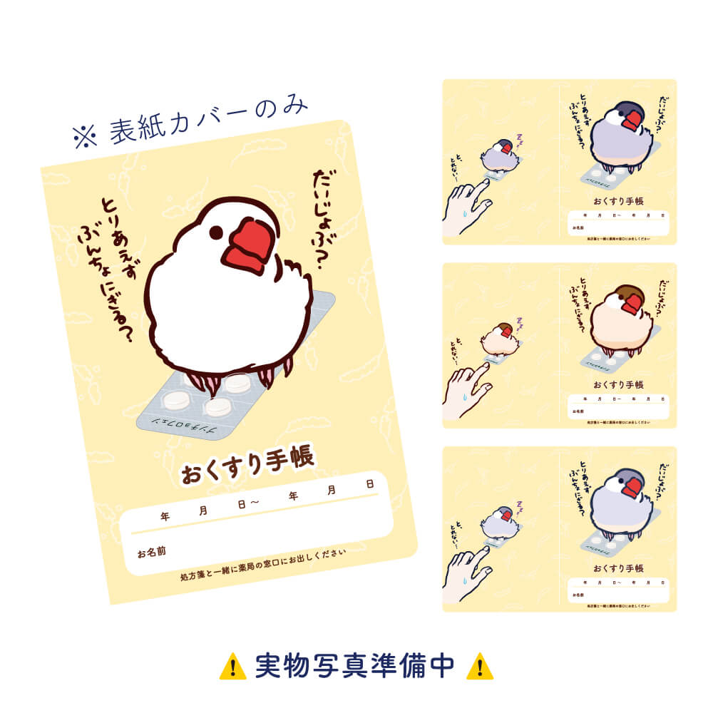 【表紙のみ】通院でも気分を上げる！文鳥おくすり手帳カバー（着せ替え表紙）