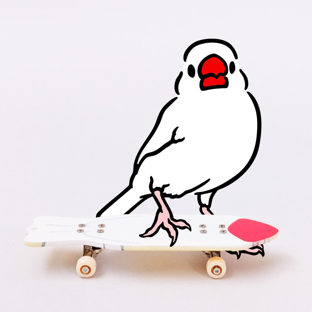 うちの子にも一芸を🛹文鳥用スケボーキーホルダー 指スケ(フィンガースケートボード)