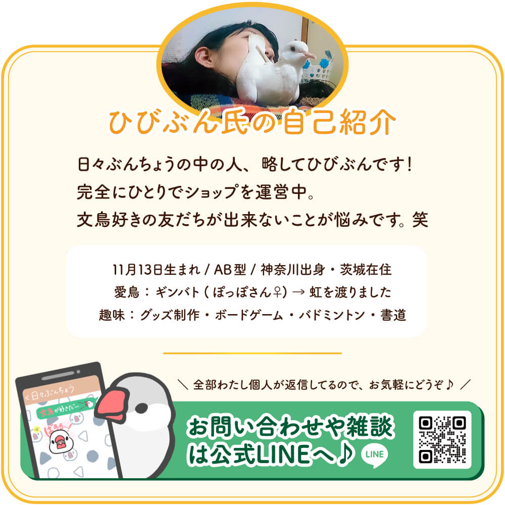 日々ぶんちょう 文鳥 公式LINE 友だち募集中 クーポン配布